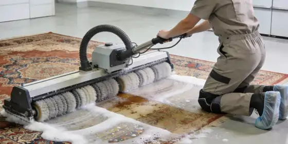 Vorwäsche des Teppichs mit ph-neutraler Seife